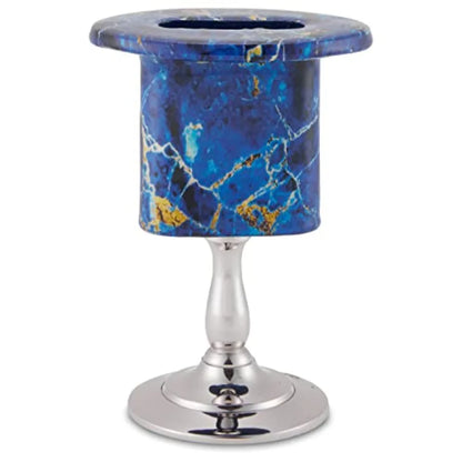 Nickel Plated Blue Marble  Havdalah Set