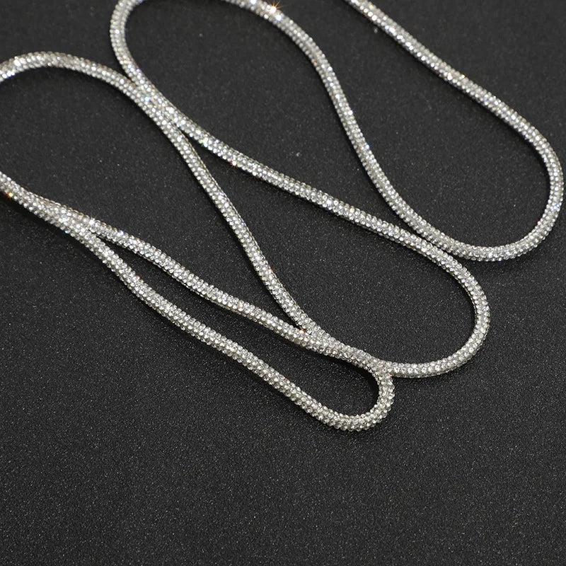 2 Yards Rhinestone Rope Glitter 4mm Crystal Tube Cord Trimming