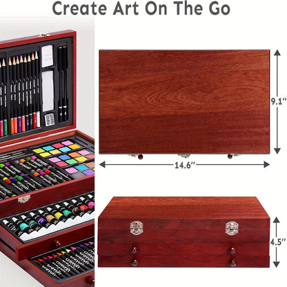 146 piece Luxury Art Kit, Professional Art Use, Including Crayons, Oil Pastels, Watercolor Paints,  Colored Pencils