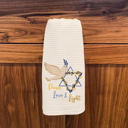 Peace Love Light Star of David Jewish Holiday Kitchen Dish Towel