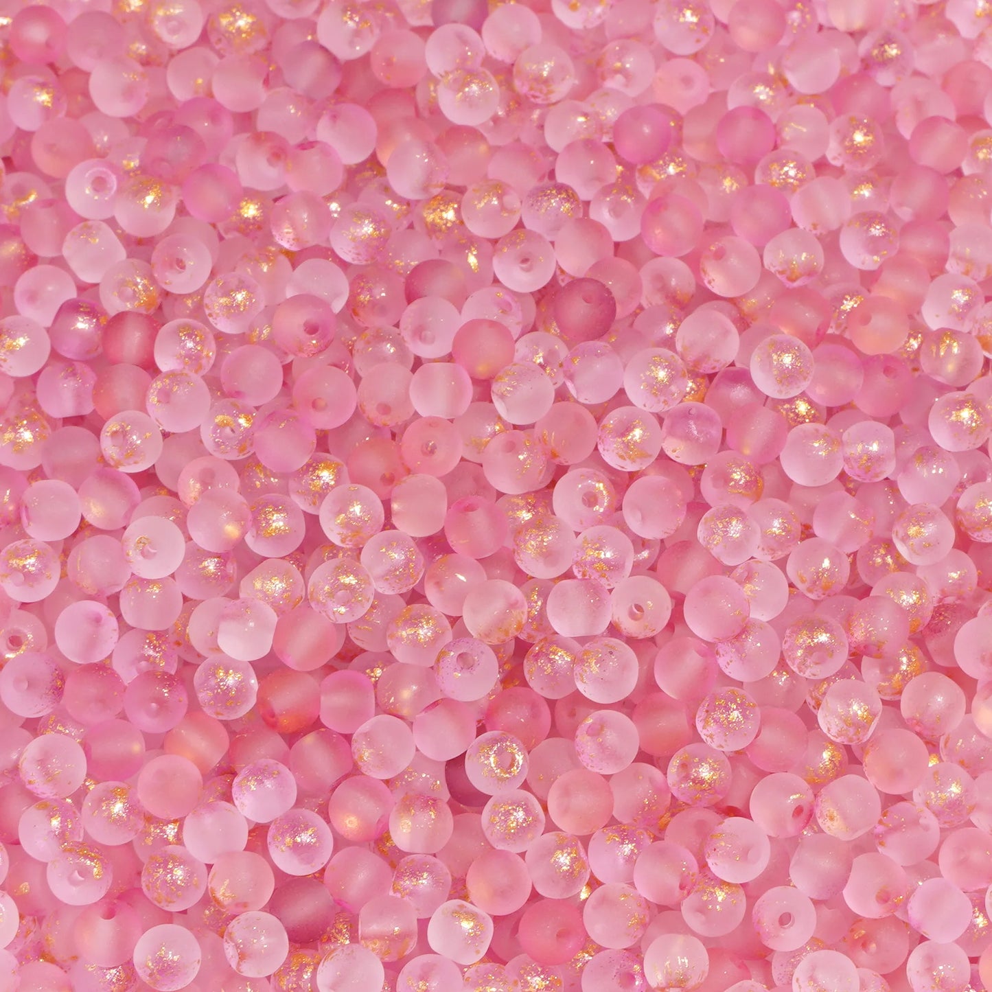 100Pcs 4mm High Quality Frosted Gold Splattered Glass Rice Beads Loose Beads