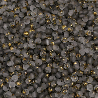100Pcs 4mm High Quality Frosted Gold Splattered Glass Rice Beads Loose Beads