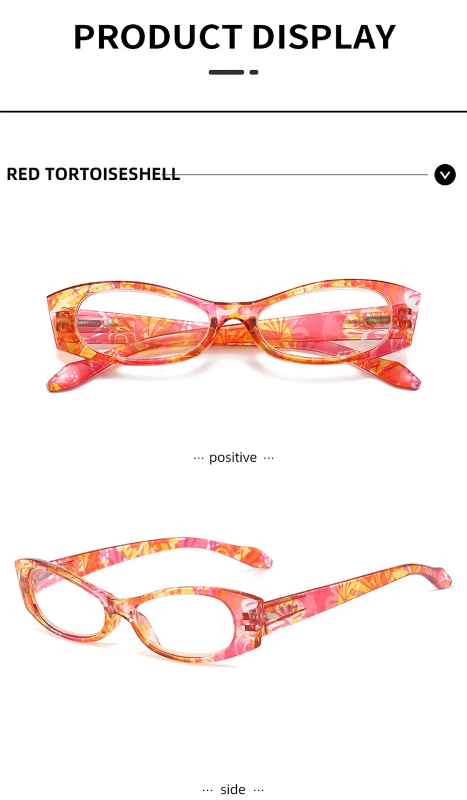 4-Piece Presbyopic  Floral Women's Spring Hinge Reading Glasses Set with PC Case