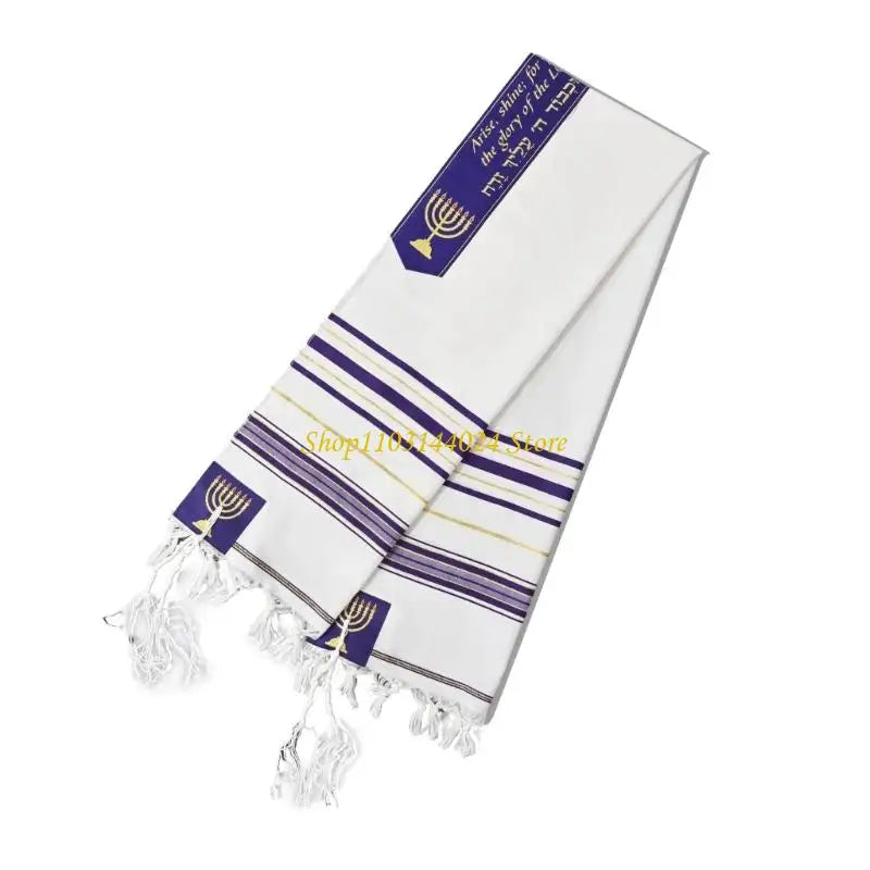 71Inch Tallit Prayers Shawl with Traditional Stripe & Breathable