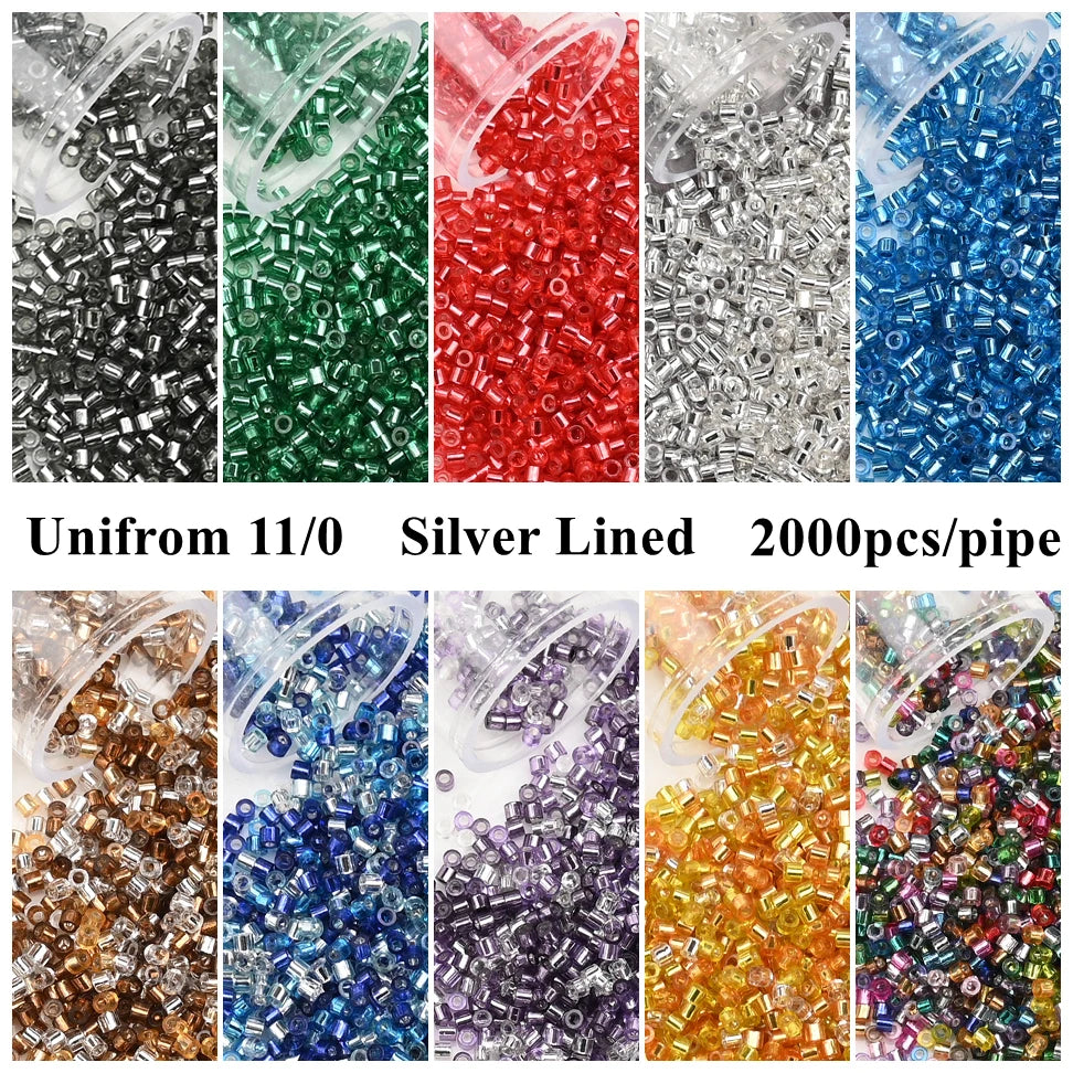 2000pcs Japan Glass Silver Lined Beads 11/0 Uniform Glass Seedbeads