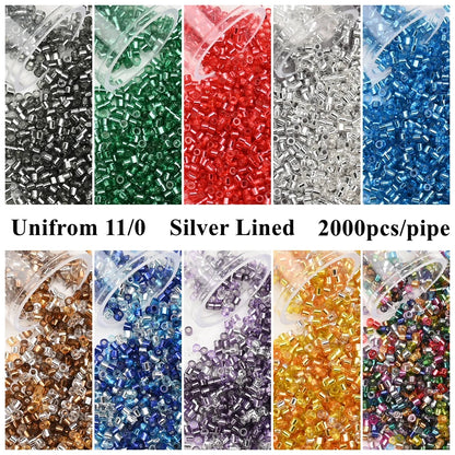 2000pcs Japan Glass Silver Lined Beads 11/0 Uniform Glass Seedbeads