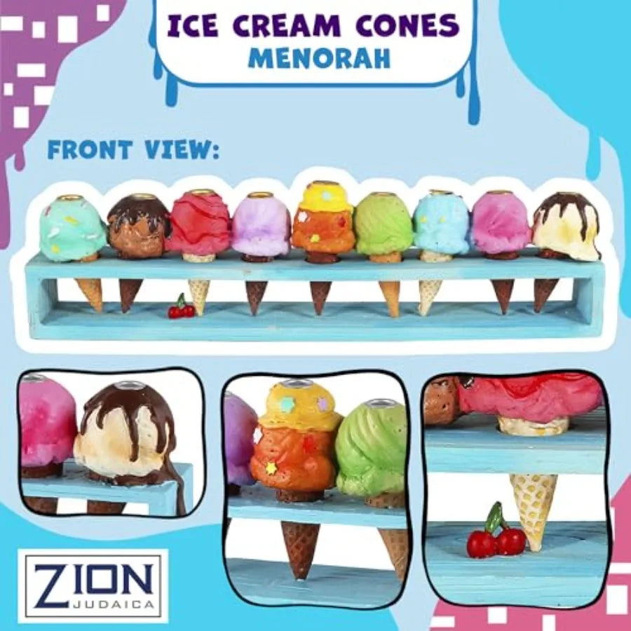 Hanukkah 's Ice Cream Menorah Painted in Vibrant Colors