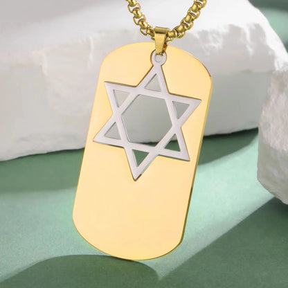 Hollow Star of David Necklace Stainless Steel Dog Tags