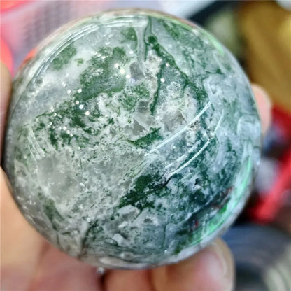 Natural Moss Agate Ball Reiki Tree Crystal Sphere