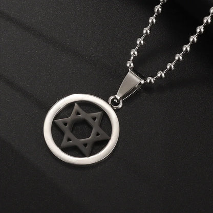 Stainless Steel Hamsa Hands of Fatima Hebrew Blessing Star of David Necklace
