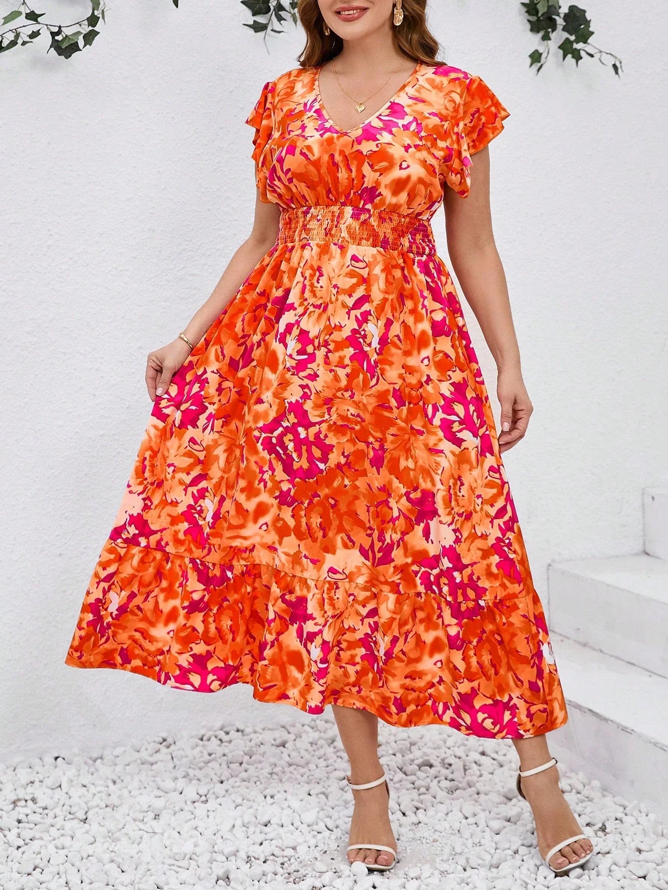 Plus Size  Floral Print Boho Sundress