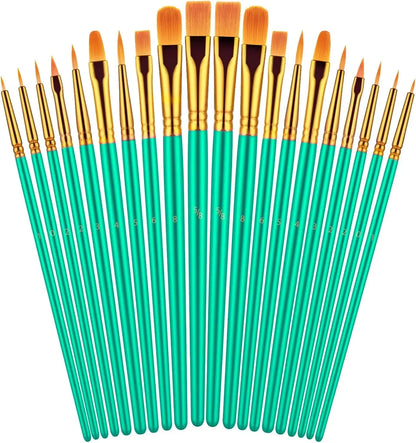 20 oil watercolor acrylic paint brushes blue Different Sizes