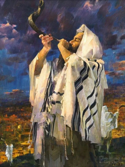 5D DIY Judaism Shofar Menorah Sparks Mosaic Embroidery Diamond Painting Art