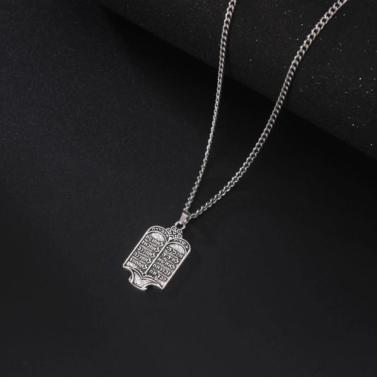 Judaica  Moses 10 Commandments Tablets Pendant Necklace