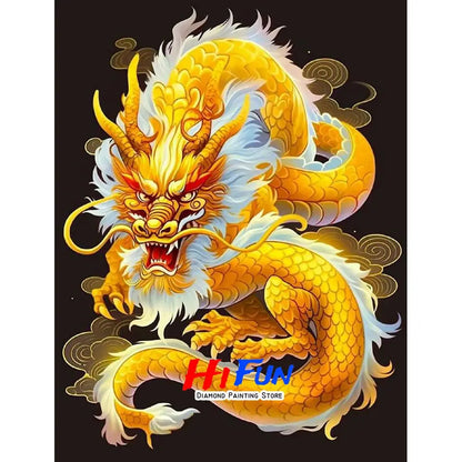 5D DIY Diamond Painting Golden Dragon Embroidery Mosaic Stitch