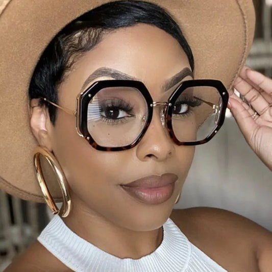 Polygon Photochromic Anti Blue Light  Reading Hyperopia Eyeglasses
