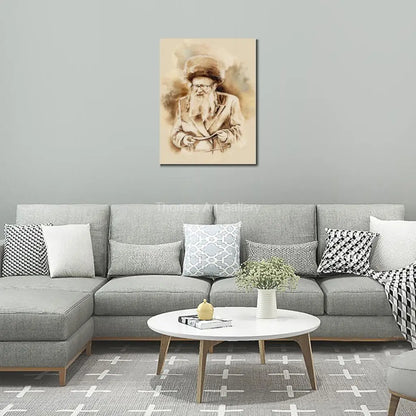 Traditional Judaica Rabbi Portrait  HD Canvas Print