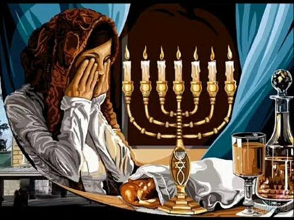 5D DIY Judaism Shofar Menorah Sparks Mosaic Embroidery Diamond Painting Art