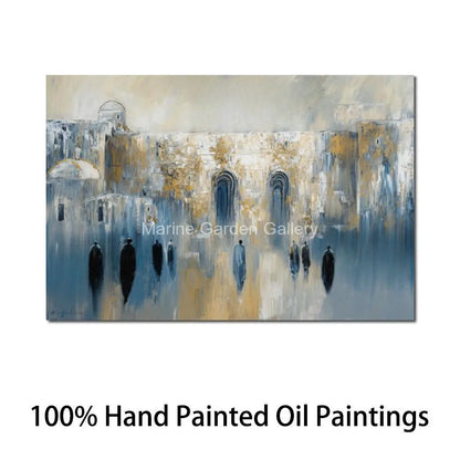 Abstract  Handmade Jerusalem Canvas Judaica  Artwork Oil Paintings