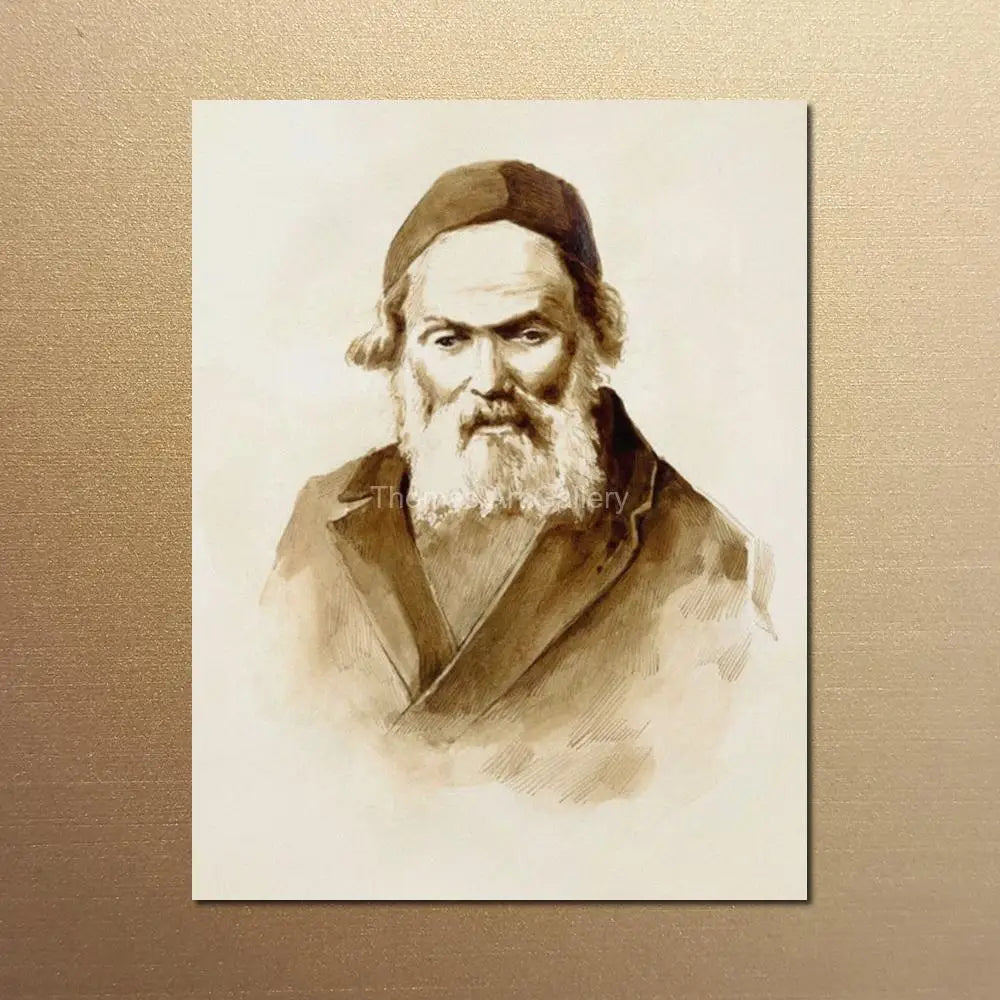 Traditional Judaica Rabbi Portrait  HD Canvas Print