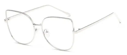 Retro Anti-Blue Radiation Myopia Glass Metal Oversized Cat Eye Frame Glasses Diopter 0 to -6.0