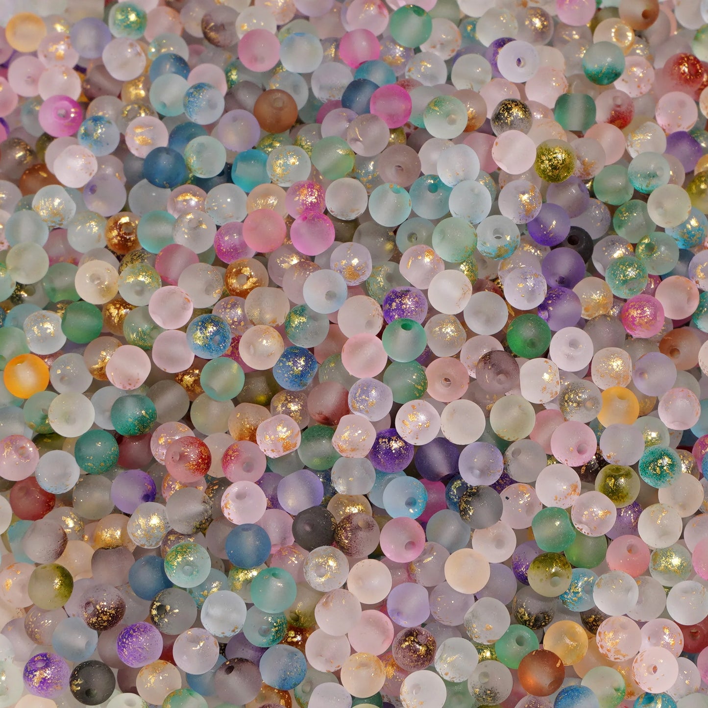 100Pcs 4mm High Quality Frosted Gold Splattered Glass Rice Beads Loose Beads