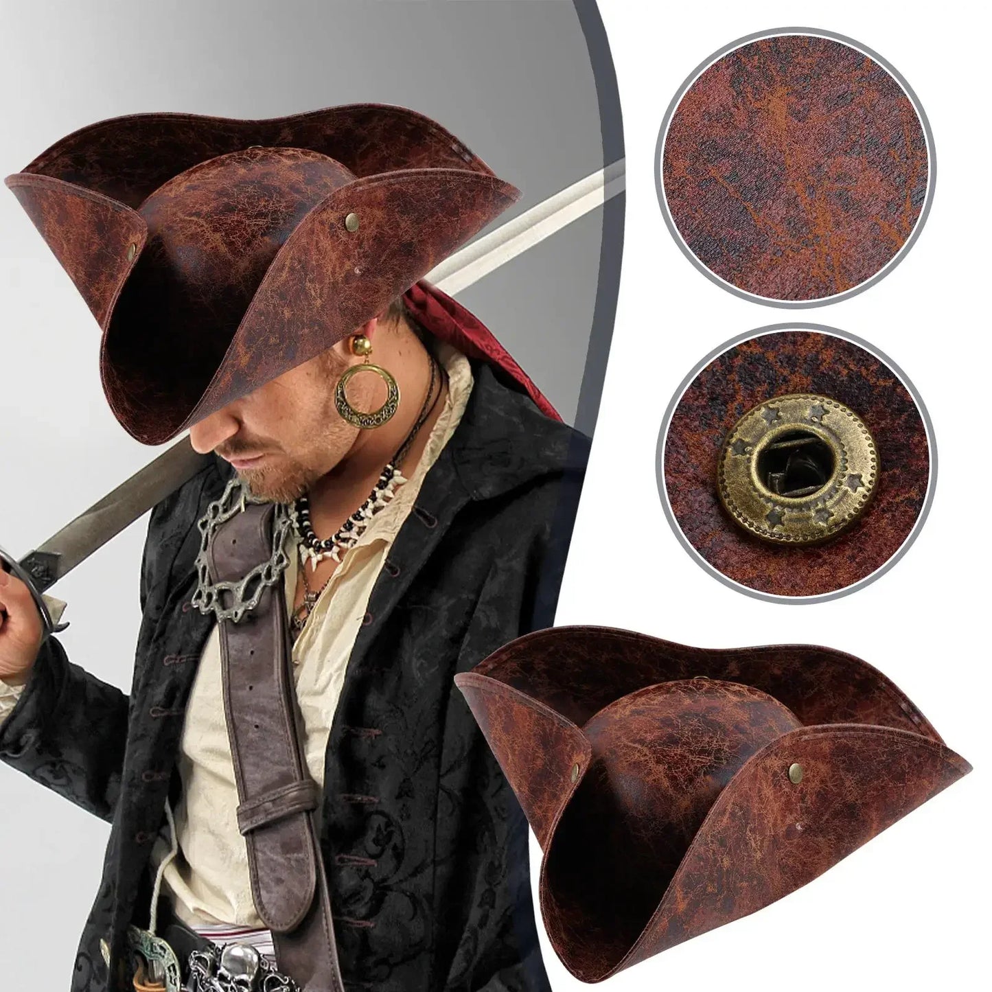 Faux Leather Hamen Hat