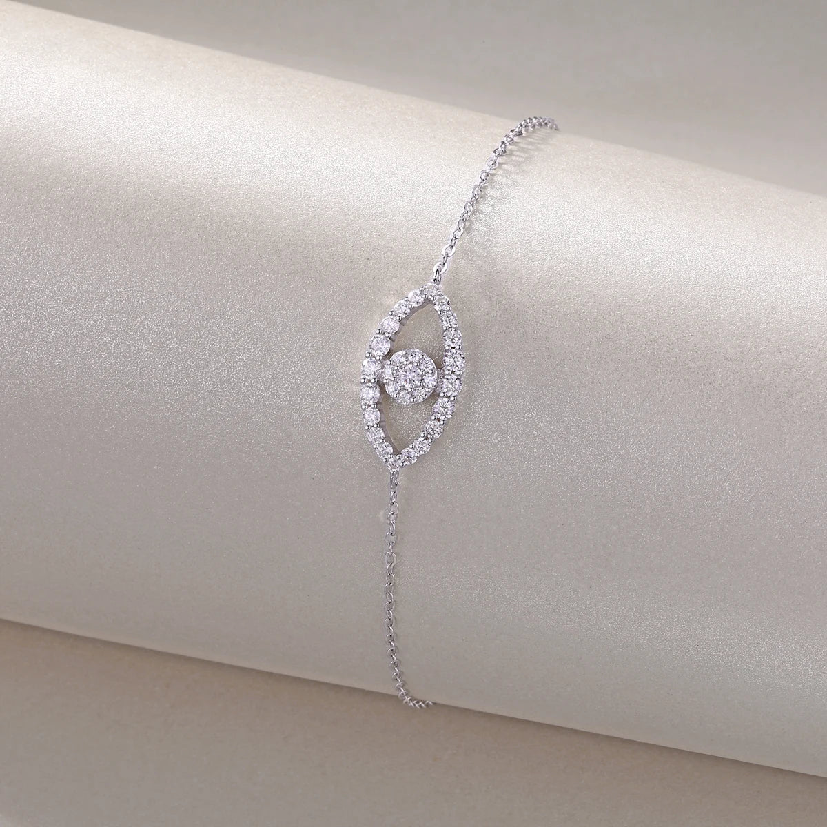 Moissanite Bracelet 925 Silver 18K Gold Plated Evil Eye with GRA Certificate