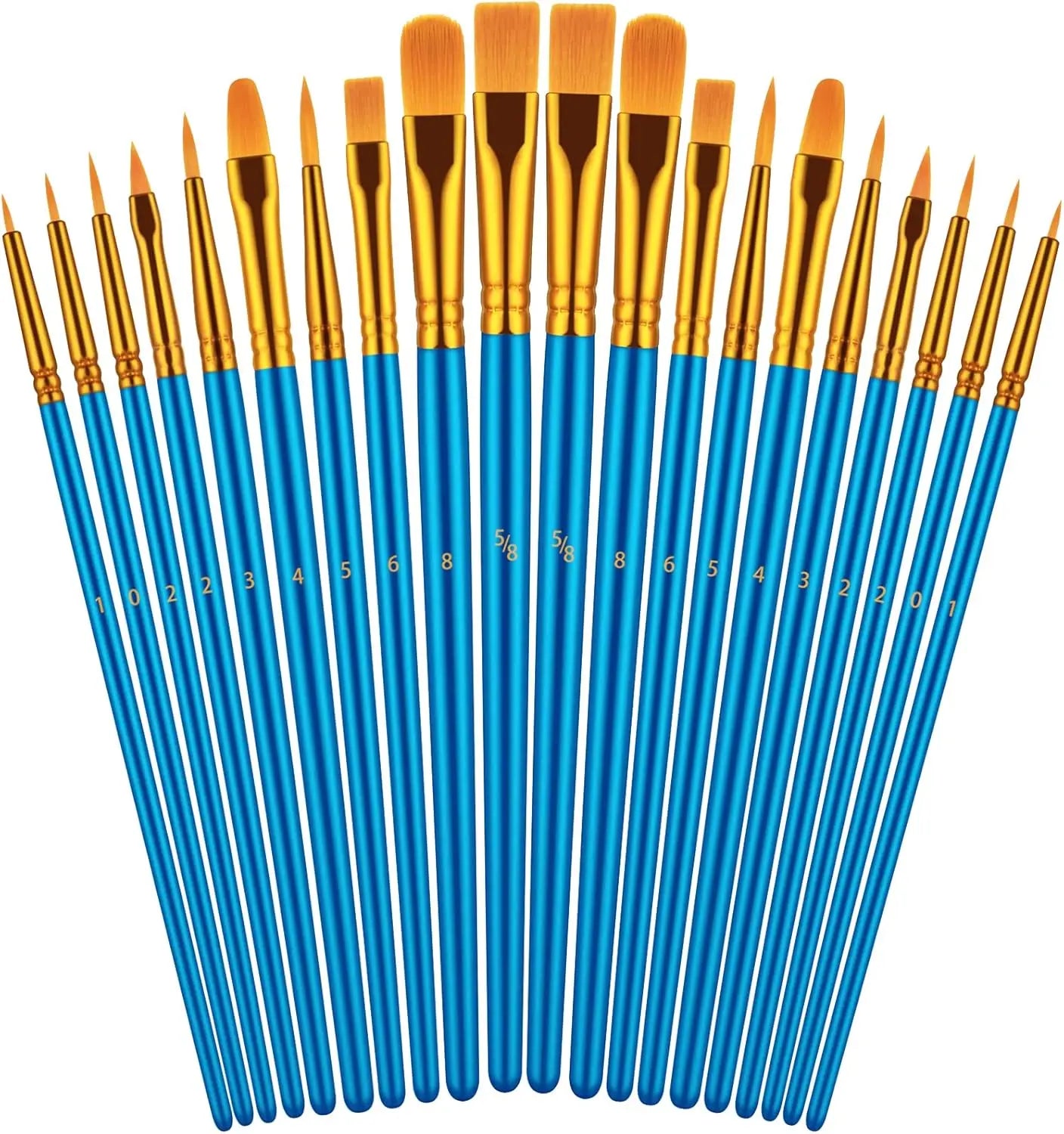 20 oil watercolor acrylic paint brushes blue Different Sizes