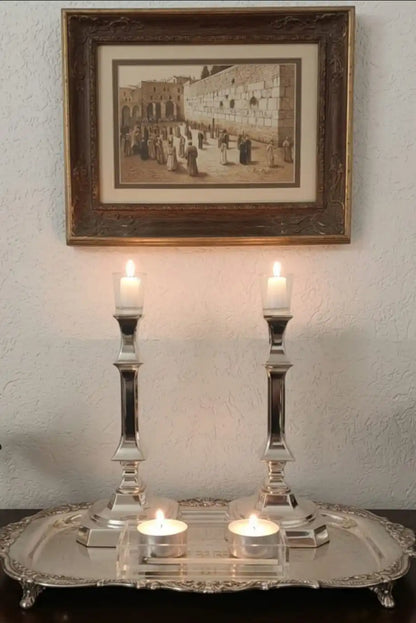 Clear Acrylic Heat-resistant  Tray with Hebrew Sabbath prayer