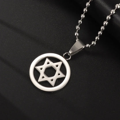 Stainless Steel Hamsa Hands of Fatima Hebrew Blessing Star of David Necklace