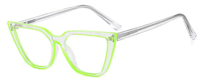 Eyeglasses Anti Blue Light Computer Myopia Transparent Neon Green Cat Eye Nearsighted Vision Points Minus 0~-6.0