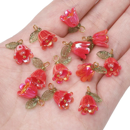 11x14mm 2-10Pcs acrylic lily of the valley flower bud beads plated with colored loose beads, handcrafted DIY making jewelry 2029