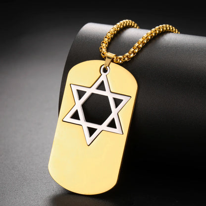 Hollow Star of David Necklace Stainless Steel Dog Tags