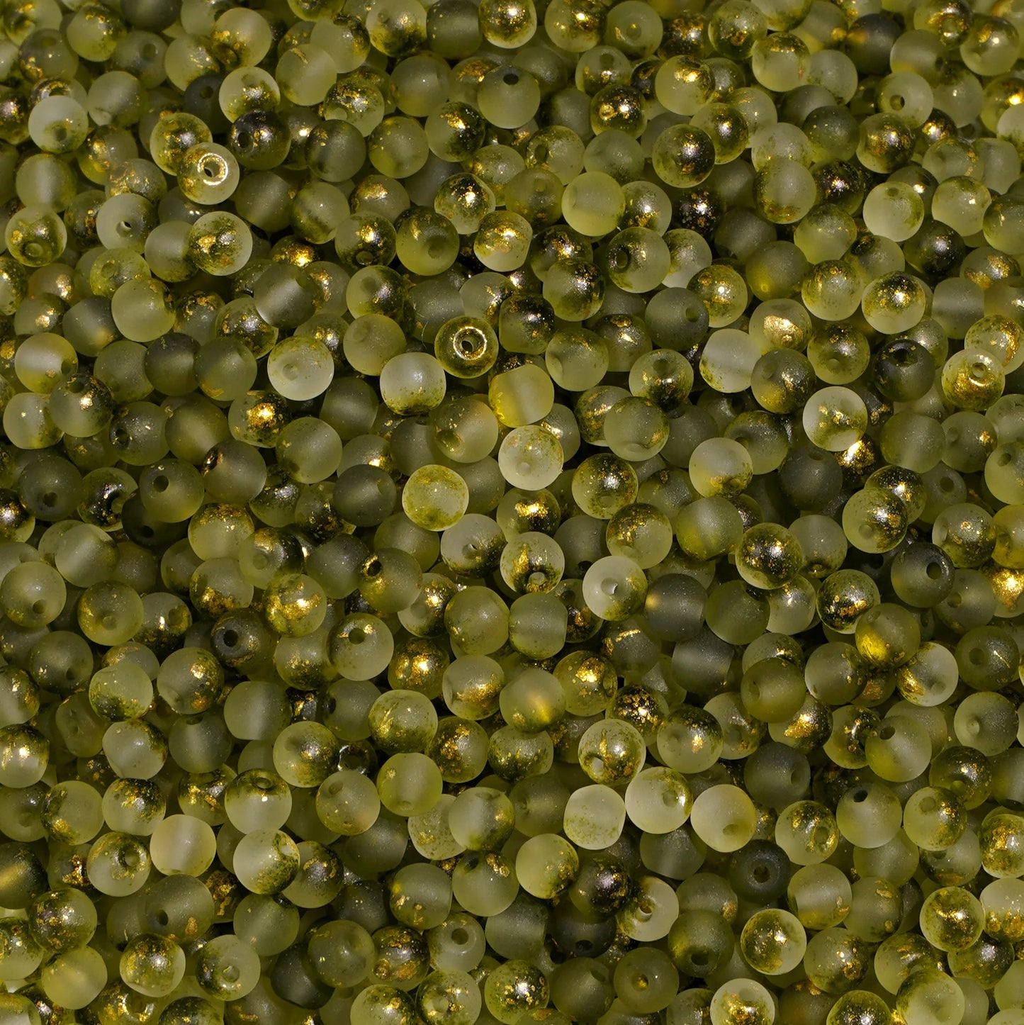 100Pcs 4mm High Quality Frosted Gold Splattered Glass Rice Beads Loose Beads