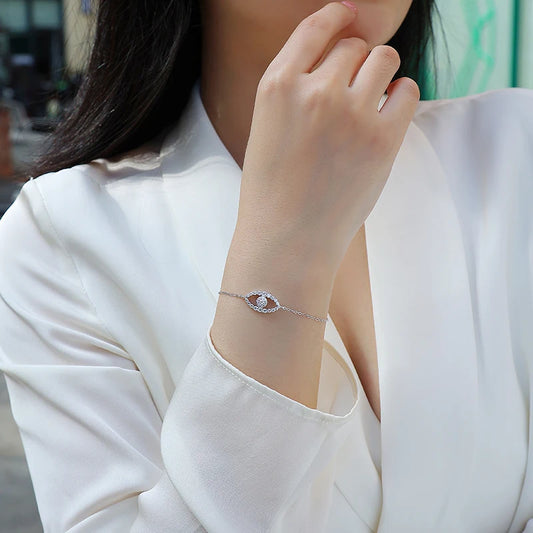 Moissanite Bracelet 925 Silver 18K Gold Plated Evil Eye with GRA Certificate