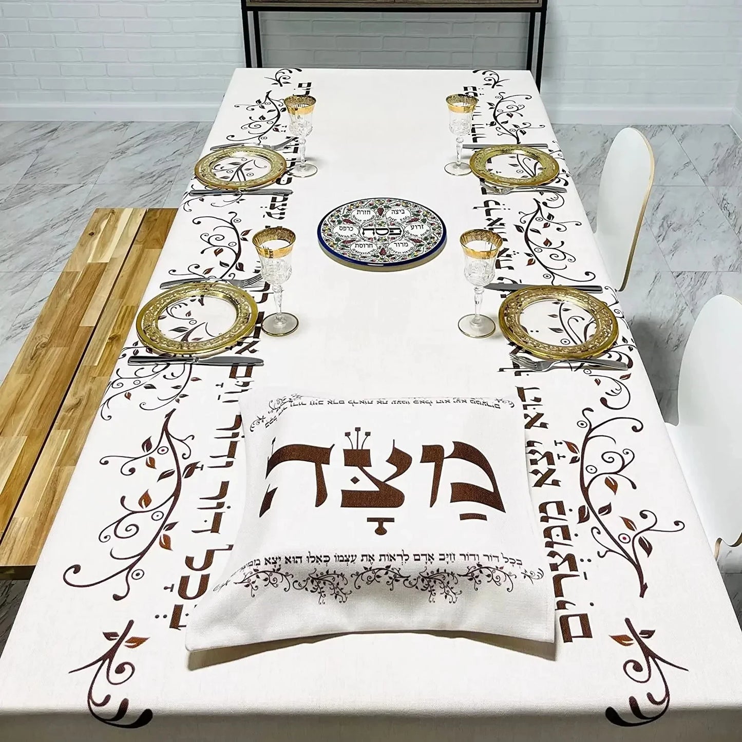 Passover Hebrew  Waterproof  Rectangle Tablecloth for Seder  Table