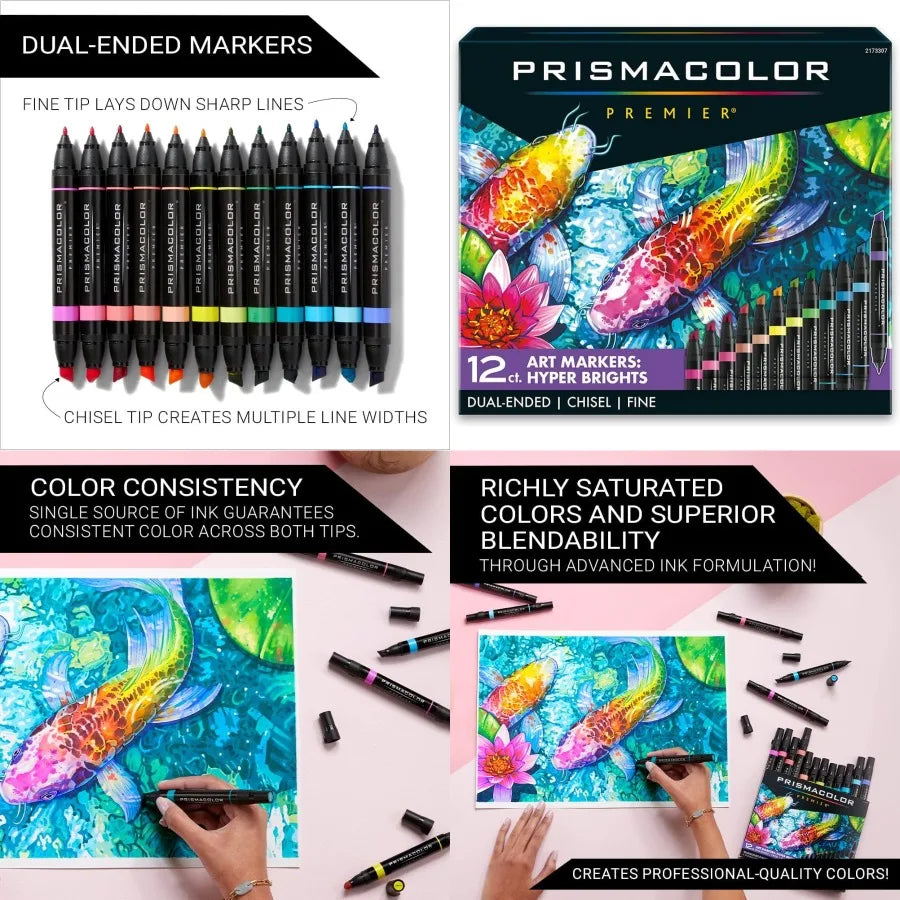 Premier Dual-Ended Art Markers with Chisel Tip and Fine Tip