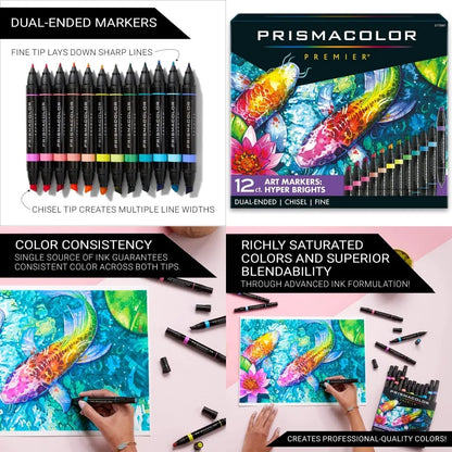 Premier Dual-Ended Art Markers with Chisel Tip and Fine Tip