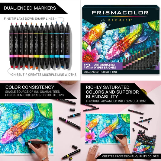 Premier Dual-Ended Art Markers with Chisel Tip and Fine Tip