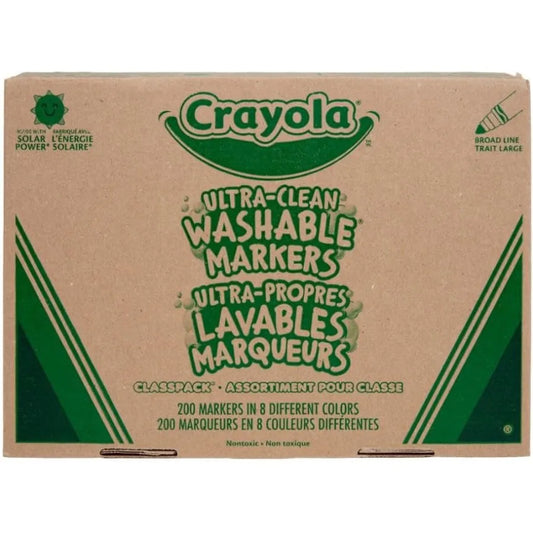 Broad Line Washable Markers - 200ct Bulk Markers for 8 Assorted Colors