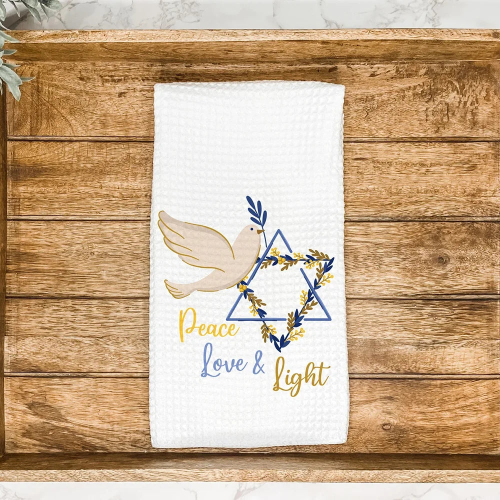 Peace Love Light Star of David Jewish Holiday Kitchen Dish Towel