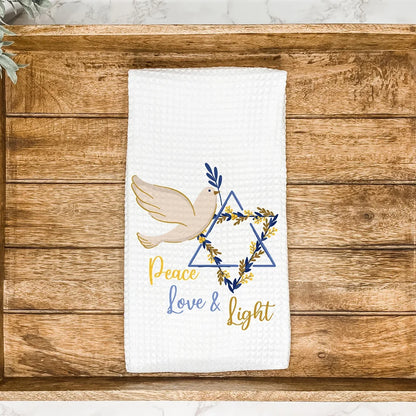 Peace Love Light Star of David Jewish Holiday Kitchen Dish Towel