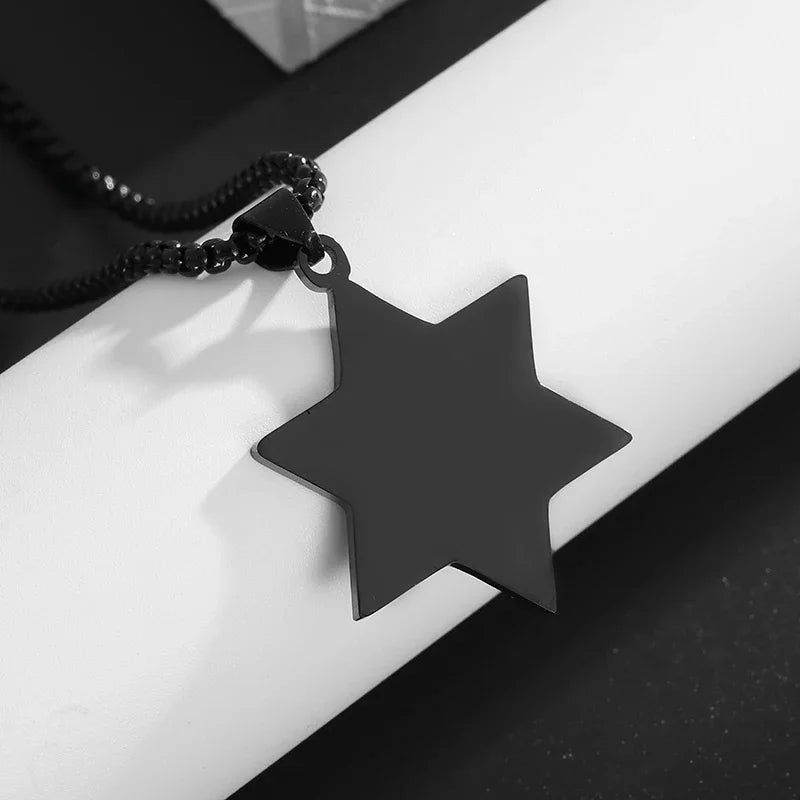Stainless Steel Hamsa Hands of Fatima Hebrew Blessing Star of David Necklace