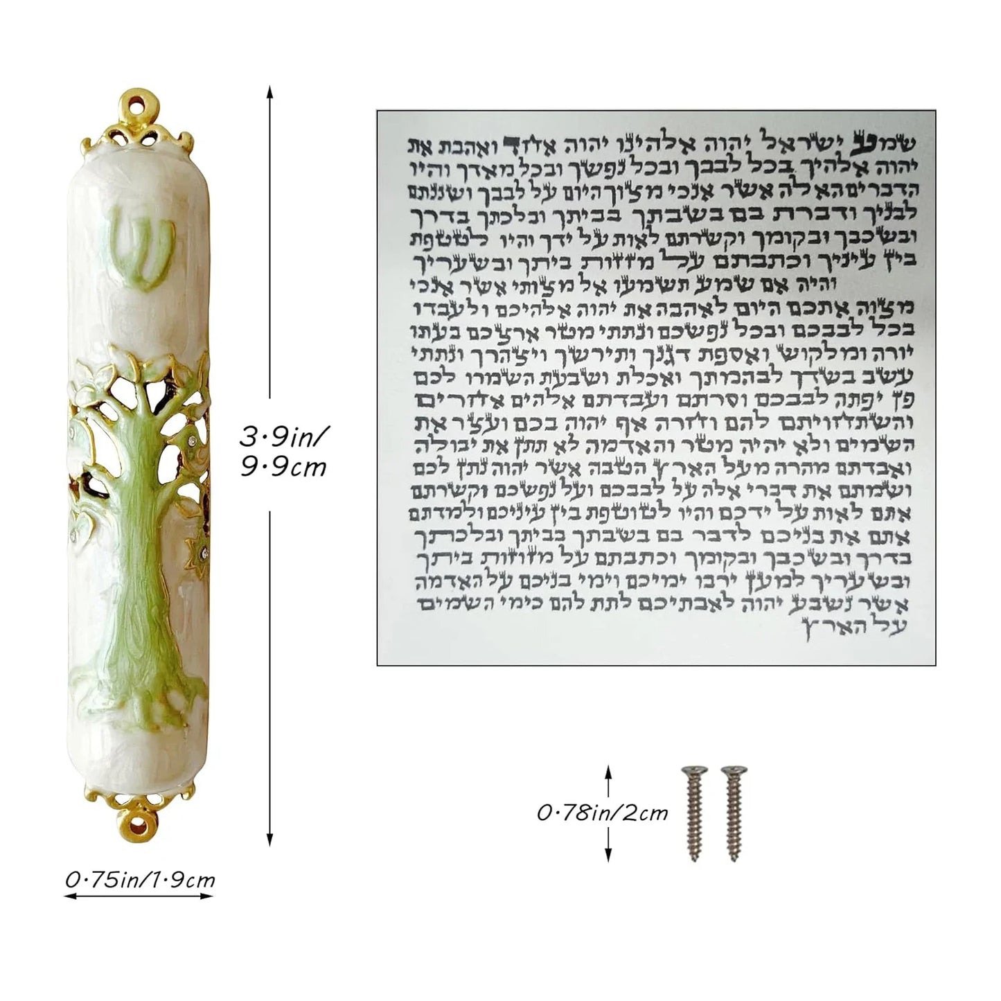 Judaica Hand Painted  Door Mezuzah with Zinc Alloy  Screw