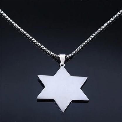 Judaica Blue Color Stainless Steel Star of David Shield Necklaces