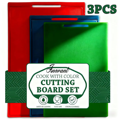 COOK WITH COLOR with Easy Grip Handle Non-Slip Cutting Board Set