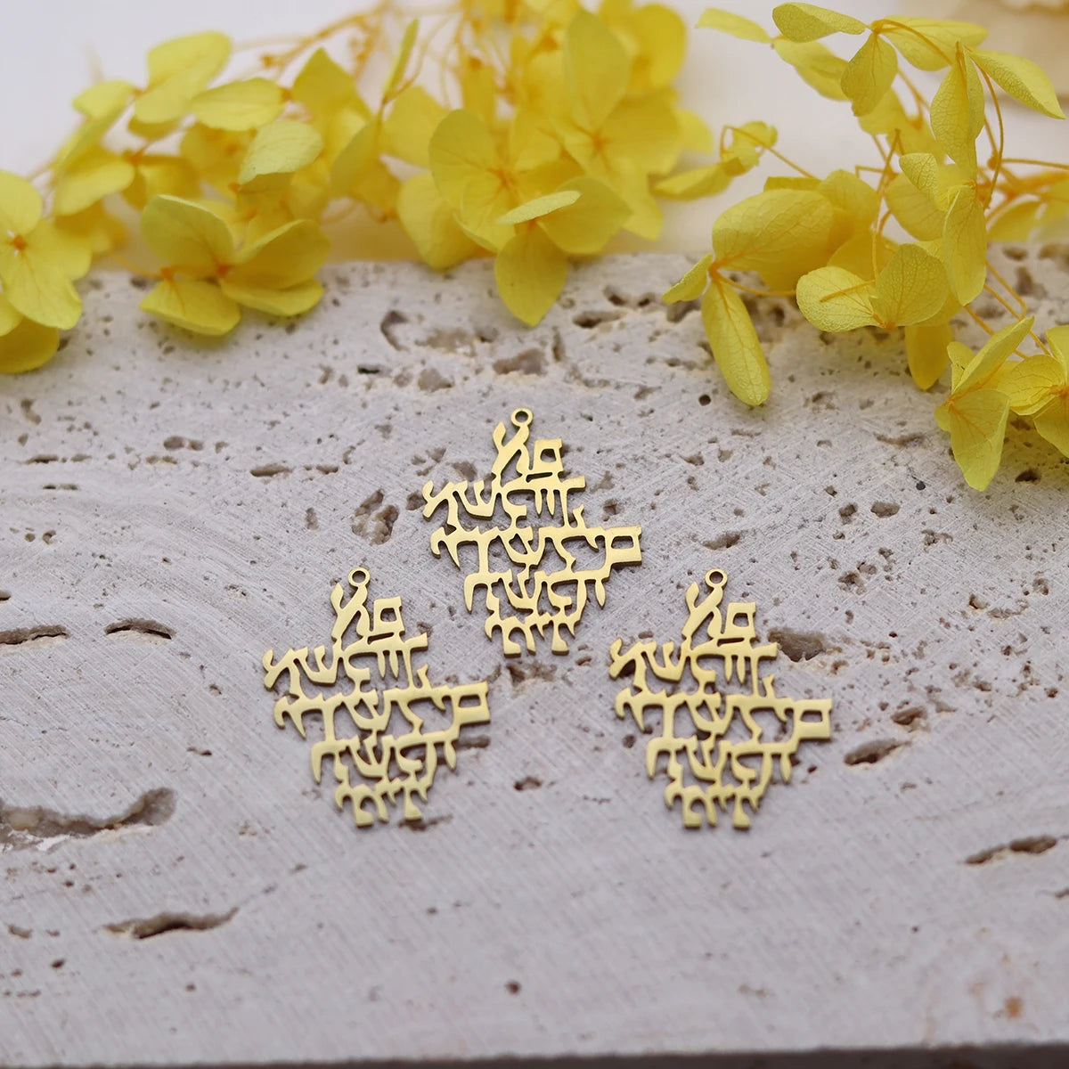3pcs Remember Jerusalem Pendant Jewish Prayer Charms Stainless Steel Judaica