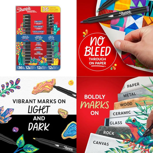 Variety Pack Water-Based Acrylic Paint Markers with Assorted Tips and Colors