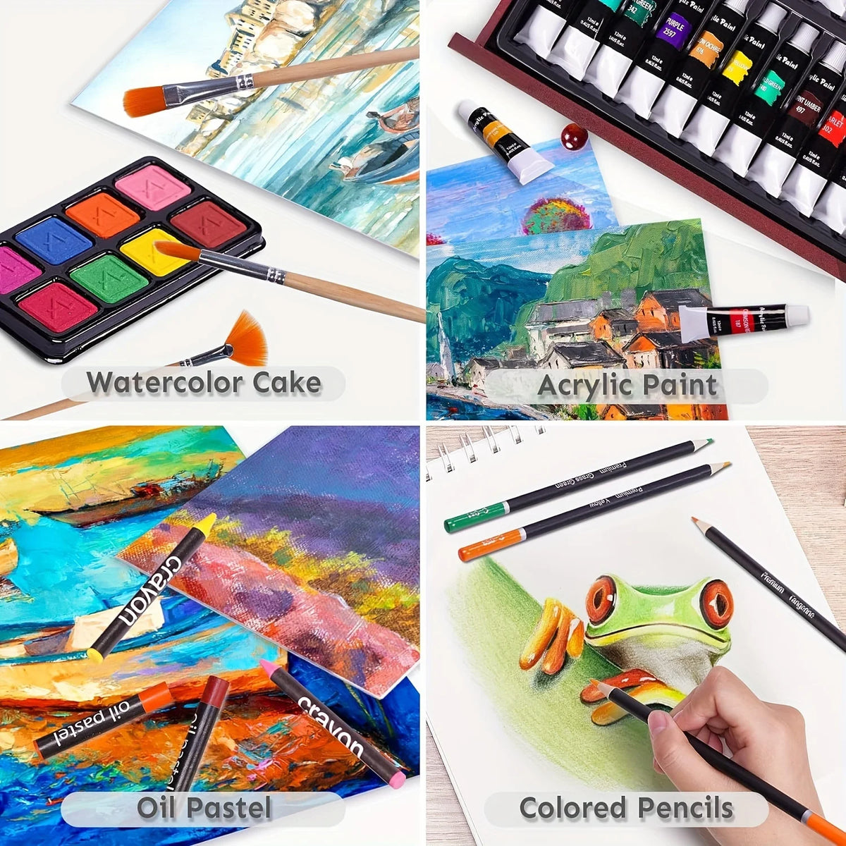 146 piece Luxury Art Kit, Professional Art Use, Including Crayons, Oil Pastels, Watercolor Paints,  Colored Pencils